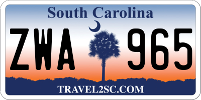 SC license plate ZWA965