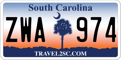 SC license plate ZWA974