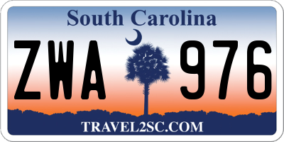 SC license plate ZWA976