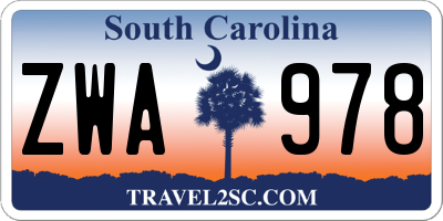 SC license plate ZWA978