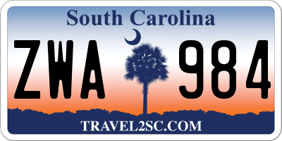SC license plate ZWA984