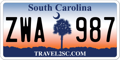 SC license plate ZWA987