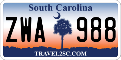 SC license plate ZWA988