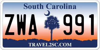 SC license plate ZWA991