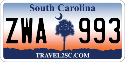 SC license plate ZWA993