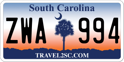 SC license plate ZWA994