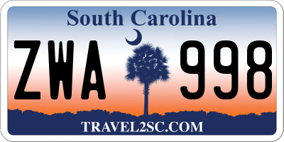 SC license plate ZWA998