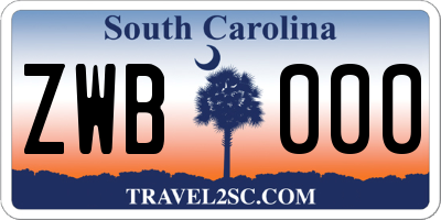 SC license plate ZWB000