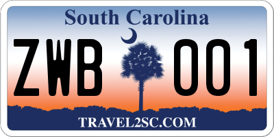 SC license plate ZWB001