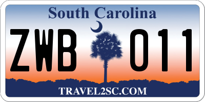 SC license plate ZWB011