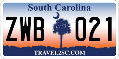 SC license plate ZWB021