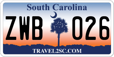 SC license plate ZWB026