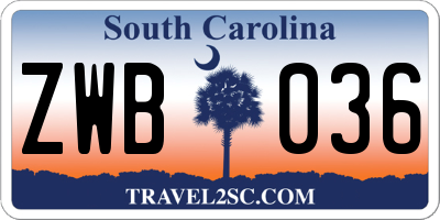SC license plate ZWB036
