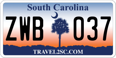 SC license plate ZWB037