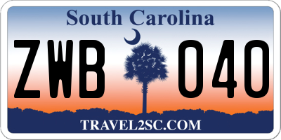 SC license plate ZWB040