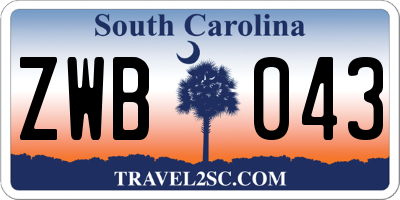 SC license plate ZWB043