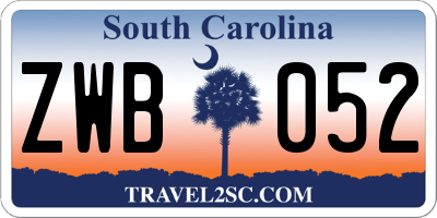SC license plate ZWB052
