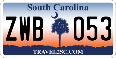 SC license plate ZWB053