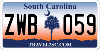 SC license plate ZWB059