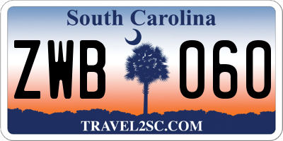 SC license plate ZWB060