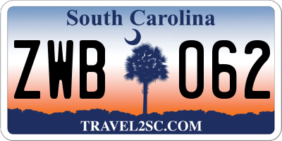 SC license plate ZWB062