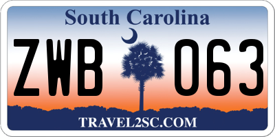 SC license plate ZWB063