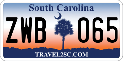 SC license plate ZWB065