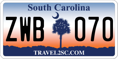 SC license plate ZWB070