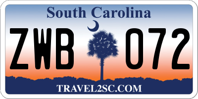 SC license plate ZWB072