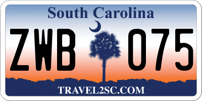 SC license plate ZWB075