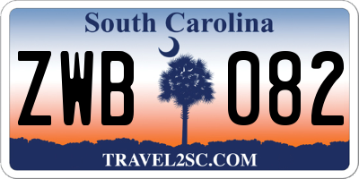 SC license plate ZWB082