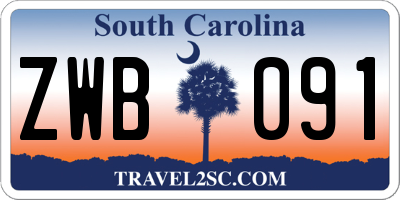 SC license plate ZWB091