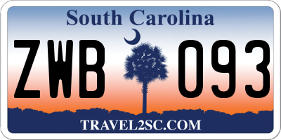 SC license plate ZWB093