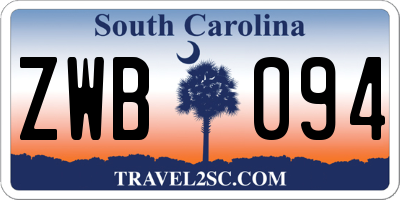 SC license plate ZWB094