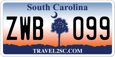 SC license plate ZWB099