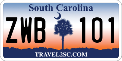 SC license plate ZWB101