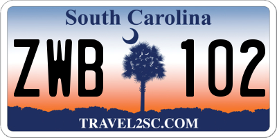 SC license plate ZWB102