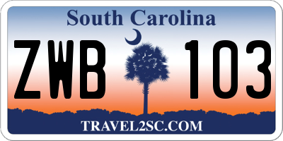 SC license plate ZWB103
