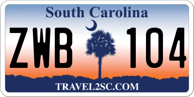 SC license plate ZWB104
