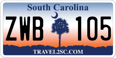 SC license plate ZWB105