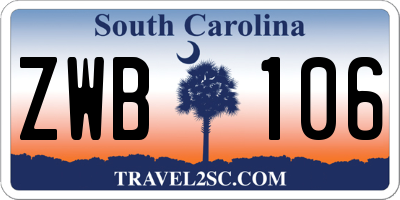 SC license plate ZWB106