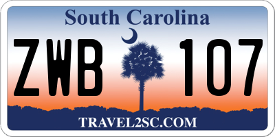 SC license plate ZWB107