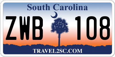 SC license plate ZWB108