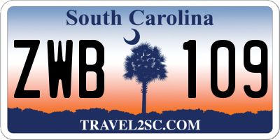 SC license plate ZWB109