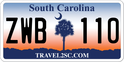 SC license plate ZWB110