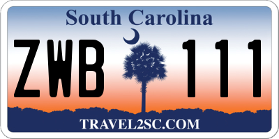 SC license plate ZWB111