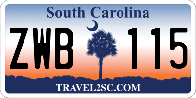 SC license plate ZWB115