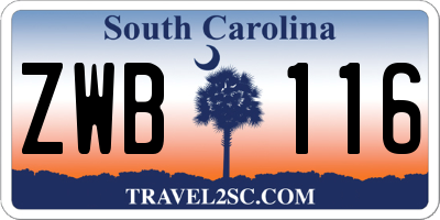 SC license plate ZWB116