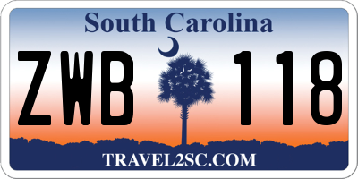 SC license plate ZWB118