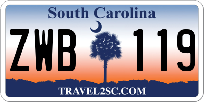 SC license plate ZWB119